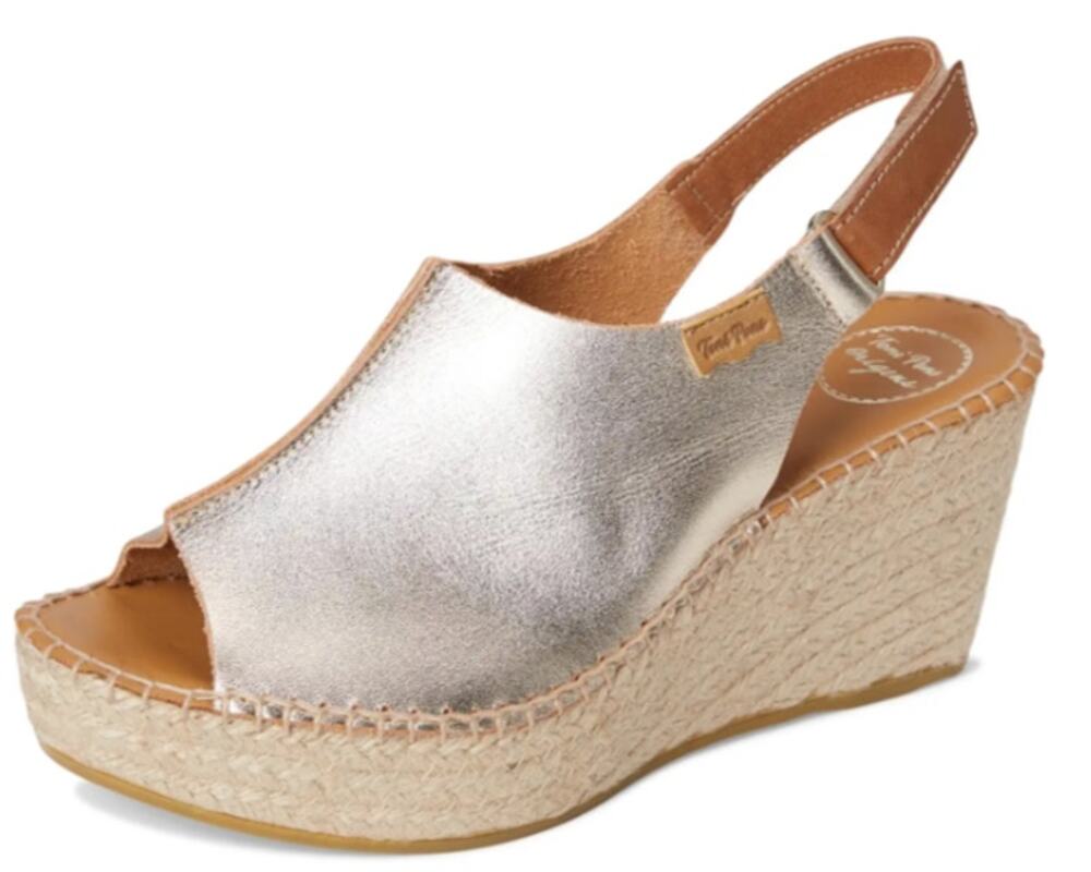Toni Pons Womens Lugano Espadrille Wedge Sandals EU 39 US Size 8.5 Gold NWOB